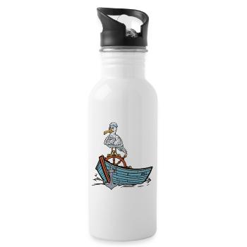 Möwe Matrose maritim Boot Seemann Ahoi - Trinkflasche mit integriertem Trinkhalm - Weiß - Rechts