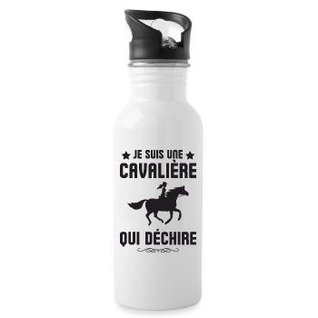 Je suis une cavalière qui déchire 2 - Gourde avec paille intégrée - blanc - Droite