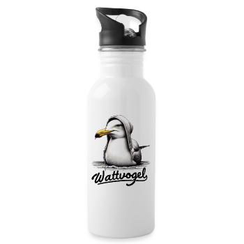 Wattvogel Coole Möwe mit Kapuze - Trinkflasche mit integriertem Trinkhalm - Weiß - Rechts