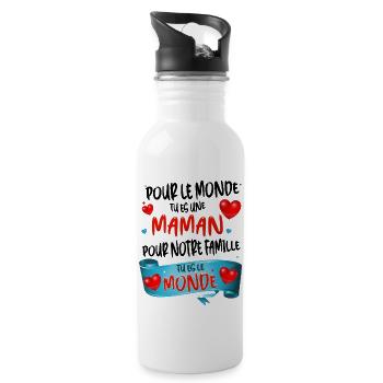 Super Maman Fête des Mères Amour - Gourde avec paille intégrée - blanc - Droite