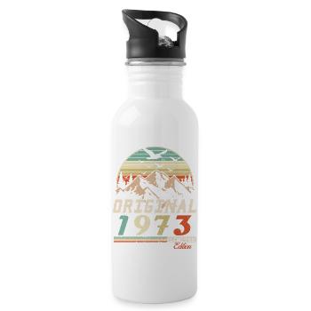 1973 vintage anniversaire rétro vintage cadeau - Gourde avec paille intégrée - blanc - Droite