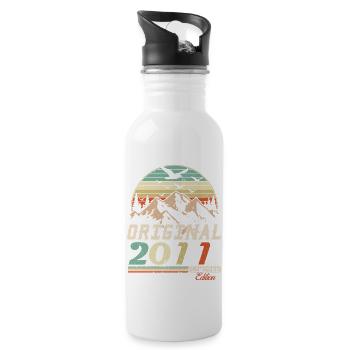 2011 vintage anniversaire rétro vintage cadeau - Gourde avec paille intégrée - blanc - Droite