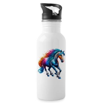 Cheval - Gourde avec paille intégrée - blanc - Droite