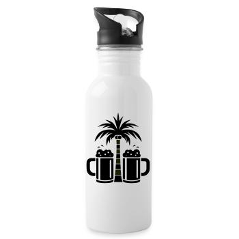 Plage de Beer Palm Trees - Gourde avec paille intégrée - blanc - Droite