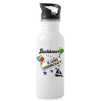 Bootsbauer Jubiläum 10 Jahre 10. jähriges Jubi 10t - Trinkflasche mit integriertem Trinkhalm - Weiß - Rechts