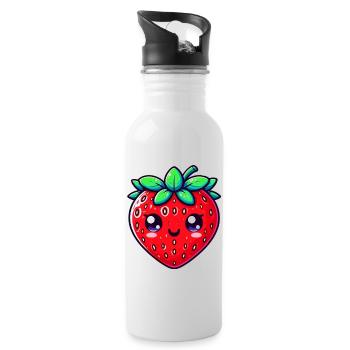 Strawberry Strawberries - Water bottle with straw - white - Right