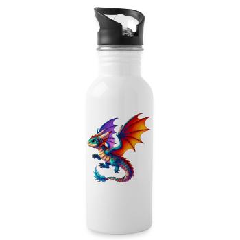 Drache - Trinkflasche mit integriertem Trinkhalm - Weiß - Rechts