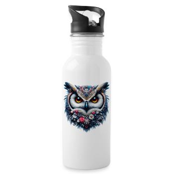 Owl - Water bottle with straw - white - Right