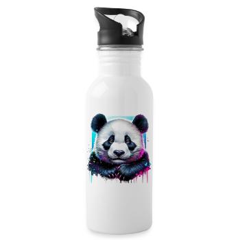 Panda - Trinkflasche mit integriertem Trinkhalm - Weiß - Rechts