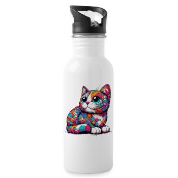 Cat - Water bottle with straw - white - Right