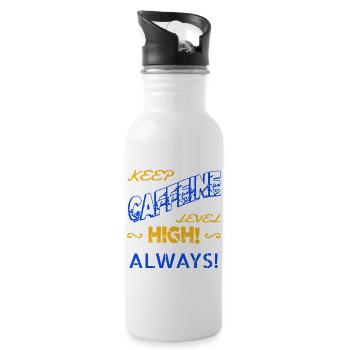 office caffeine coffee cup geek tired funny coffee - Water bottle with straw - white - Right