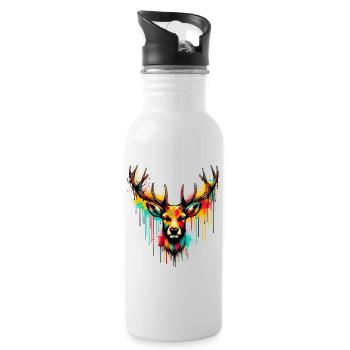 Hirsch - Trinkflasche mit integriertem Trinkhalm - Weiß - Rechts