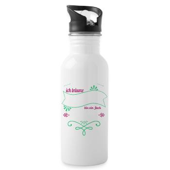 tier hundehalter welpe lieben pudel bullterrier - Trinkflasche mit integriertem Trinkhalm - Weiß - Rechts