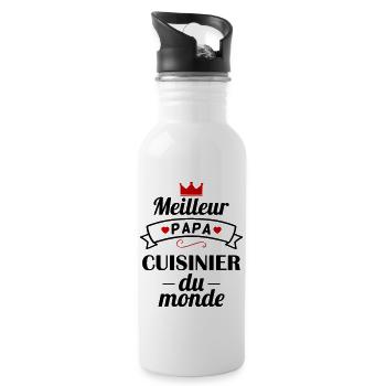 Meilleur papa cuisinier du monde, fête des pères - Gourde avec paille intégrée - blanc - Droite