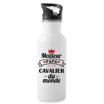 Meilleur papa cavalier du monde, fête des pères - Gourde avec paille intégrée - blanc - Droite
