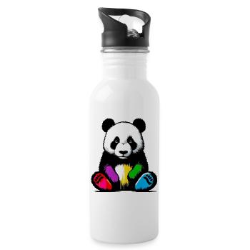 Panda - Trinkflasche mit integriertem Trinkhalm - Weiß - Rechts