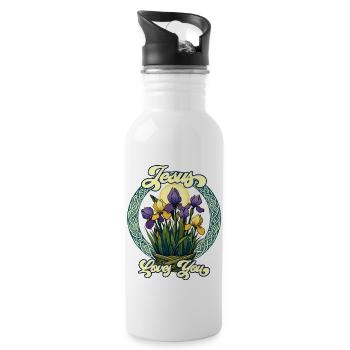 Jesus Loves You - Water bottle with straw - white - Right