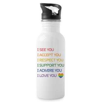 LGBT Pride Month - Ich sehe dich, ich akzeptiere dich, ich liebe - Trinkflasche mit integriertem Trinkhalm - Weiß - Rechts
