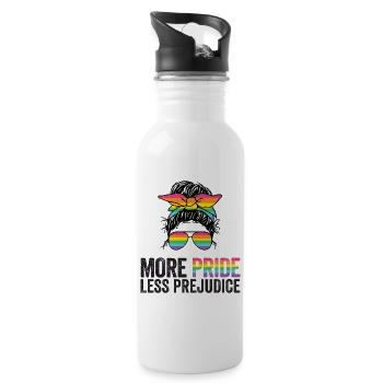 LGBT Pride Month - More Pride Less Prejudice - Water bottle with straw - white - Right