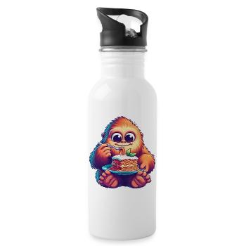 Bigfoot Sasquatch Sweet Lasagna Italian - Water bottle with straw - white - Right
