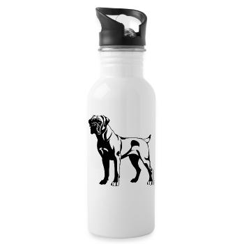 Bullmastiff Dog Icon - Water bottle with straw - white - Right