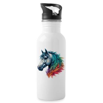 Pferd - Trinkflasche mit integriertem Trinkhalm - Weiß - Rechts