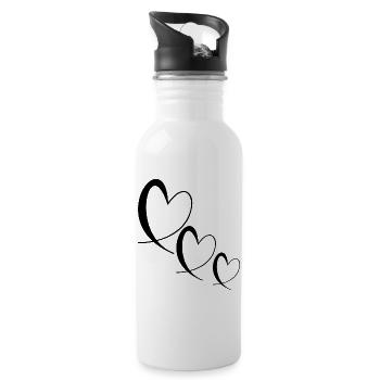 HERZ. PAAR. GERADE VERHEIRATET. Junggesellinnenabschied. VALENTINSTAG. - Trinkflasche mit integriertem Trinkhalm - Weiß - Rechts