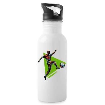 joueur de football dynamique jouant au football - Gourde avec paille intégrée - blanc - Droite