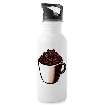 Kaffee Tee - Kaffeetasse - Tee - Trinkflasche mit integriertem Trinkhalm - Weiß - Rechts
