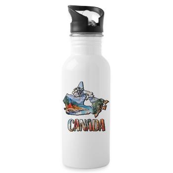Watercolor Map of Canada - Water bottle with straw - white - Right