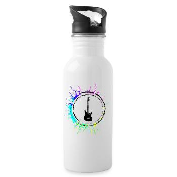 Gitarre Symbol - Trinkflasche mit integriertem Trinkhalm - Weiß - Rechts