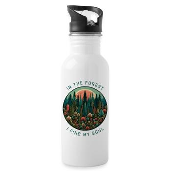 Im Wald finde ich meine Seele - Trinkflasche mit integriertem Trinkhalm - Weiß - Rechts