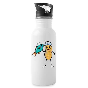 Pêcheur d’arachides Pêcheur Poisson Poisson Lac marin - Gourde avec paille intégrée - blanc - Droite