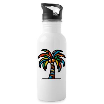 Palme - Trinkflasche mit integriertem Trinkhalm - Weiß - Rechts