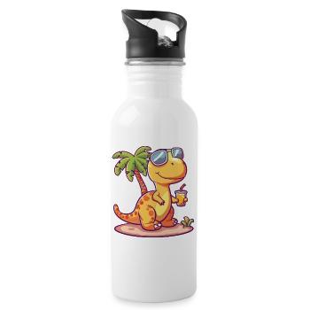 Dinosaur brontosaurus summer - Water bottle with straw - white - Right