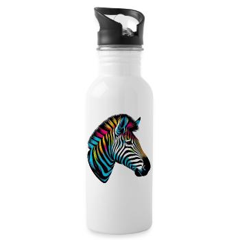 Zebra - Trinkflasche mit integriertem Trinkhalm - Weiß - Rechts