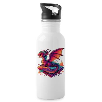 Dragon - Water bottle with straw - white - Right