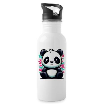 Panda - Trinkflasche mit integriertem Trinkhalm - Weiß - Rechts