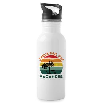 Je ne peux pas j ai vacances d été - Gourde avec paille intégrée - blanc - Droite
