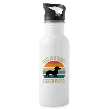 love is a four-legged word - Trinkflasche mit integriertem Trinkhalm - Weiß - Rechts