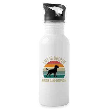 life is golden with a retriever - Trinkflasche mit integriertem Trinkhalm - Weiß - Rechts