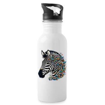 Zebra - Trinkflasche mit integriertem Trinkhalm - Weiß - Rechts