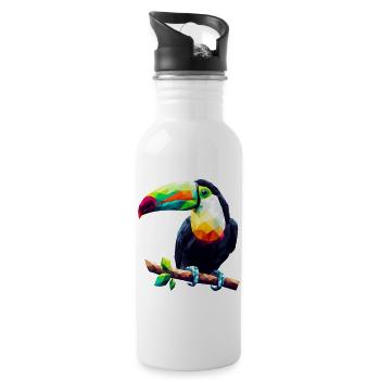 Toucan polygonal - Gourde avec paille intégrée - blanc - Droite
