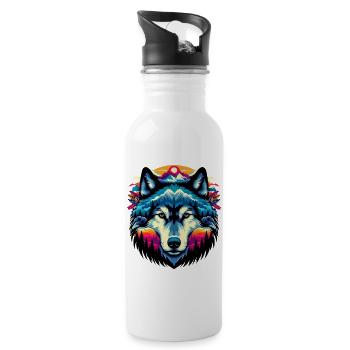 Wolf - Trinkflasche mit integriertem Trinkhalm - Weiß - Rechts
