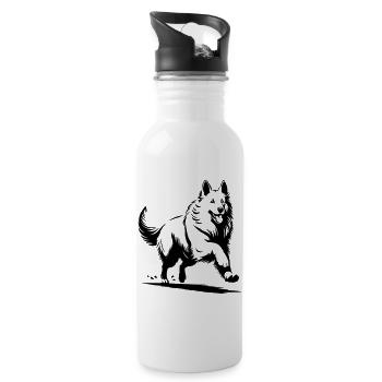 Schweizer Schäferhund - Trinkflasche mit integriertem Trinkhalm - Weiß - Rechts