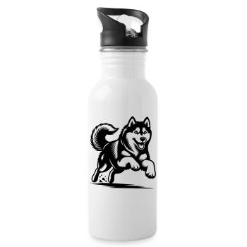 Husky sibérien - Gourde avec paille intégrée - blanc - Droite