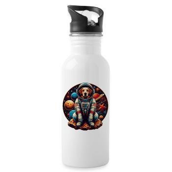 Space Pup Adventure: Astronaut Dog in der Galaxis - Trinkflasche mit integriertem Trinkhalm - Weiß - Rechts
