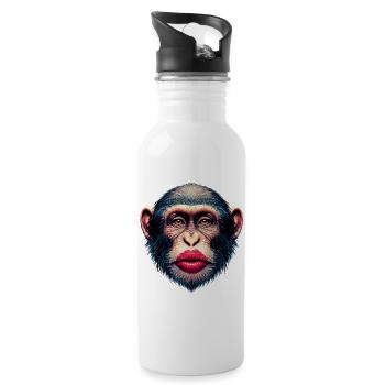 Monkey Kiss - Water bottle with straw - white - Right