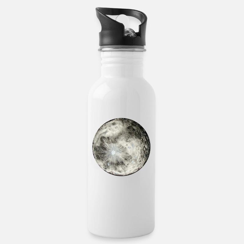 Schau dir den Mond an, er ist kostenlos (weiße Buchstaben) - Trinkflasche mit integriertem Trinkhalm - Weiß