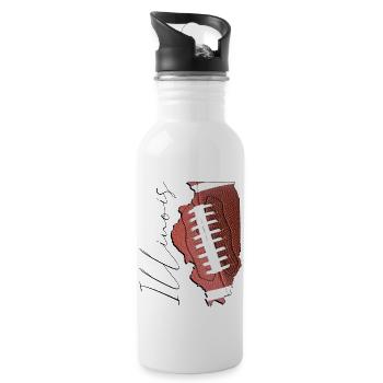 Illinois (United States) | real football | Map Scpt - Water bottle with straw - white - Right